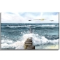 Preview: Leinwand 40 x 30 cm Keilrahmen Canvas-Leinen  Wellenbrecher Aquarell Maritim Kunst Druck Dänemark Nordsee Ostsee Düne Dünen Meer Möwe Möwen Strand